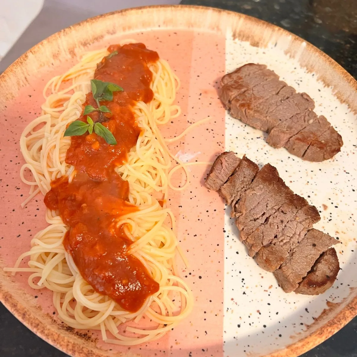Macarronada com filé