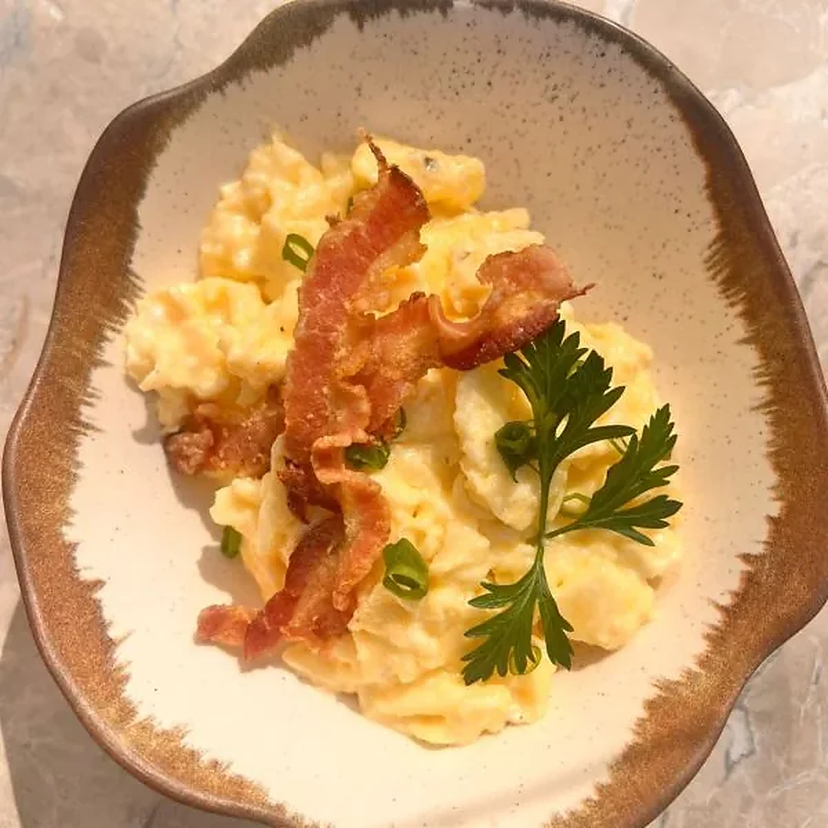 Ovos mexidos com bacon