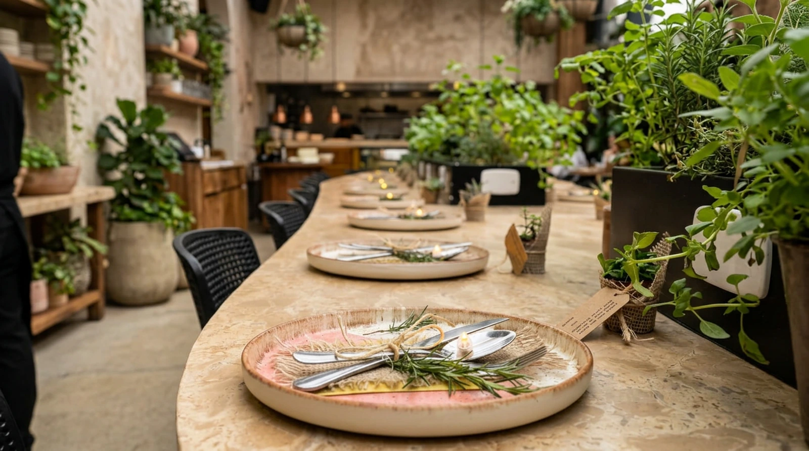 Mesa posta com velas e decoração para evento no Lumne